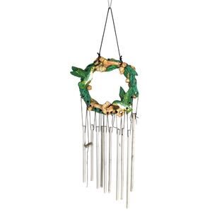 Vintage NCE Hummingbird Wind Chimes, Resin Wreath w/ Aluminum Rods, 13" Long
